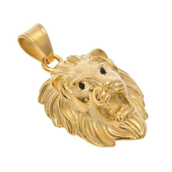 Lion Necklace Gold Lion Head Chain Hebrew Africian - Picture 2 of 3